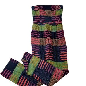 NWT Mara Hoffman  Neiman Marcus Connector Pink Colorful Pattern Wide Leg Straple